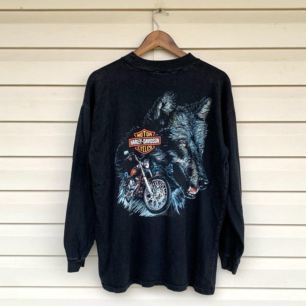 Vintage 90s Harley Davidson Wolf Shirt Sz Medium (D)